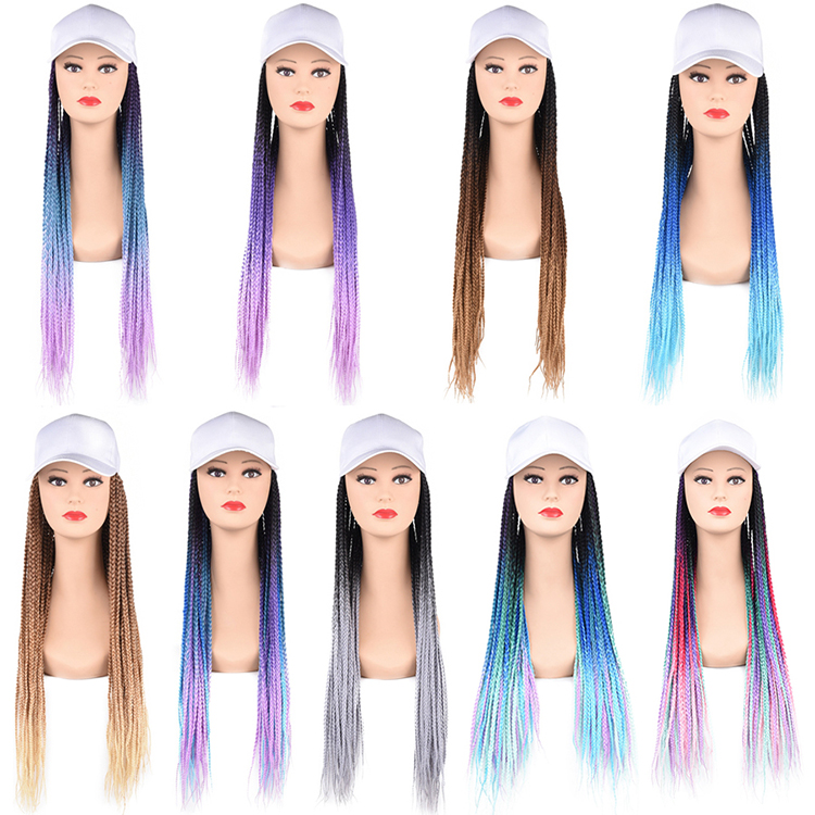 DropShipping Synthetic Long Hand Braid Hair Baseball Cap Wigs 24 Inch Women Wig Hats Hair Extensions