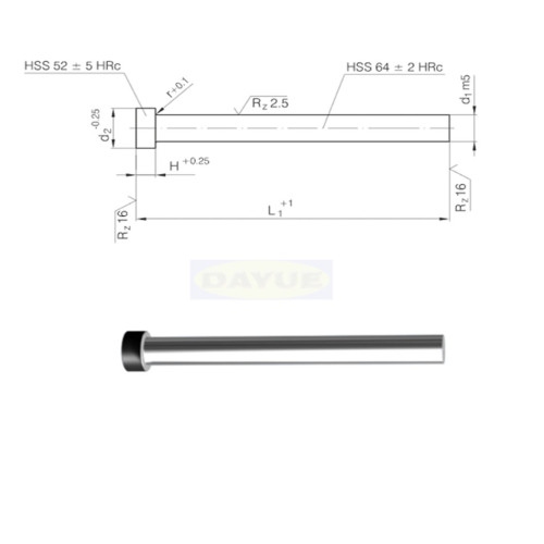 Pukulan ketepatan DIN 9861 bentuk DA Cutting punch