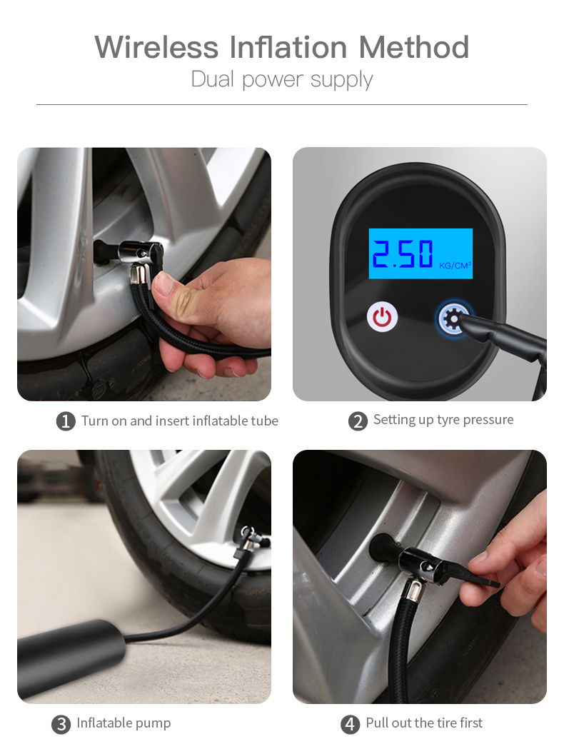 Air Compressor Tire Inflator, Portable Air Pump for Car Tires 12V DC Auto Tire Pump with Digital Pressure Gauge