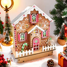 Colourful Gingerbread House Christmas Table Decorations With Wooden Laser Cut Christmas Scene And Light Up For Christmas Gift