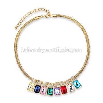 Fashion alloy gold gemstone statement necklace 2015, ruby statement necklace