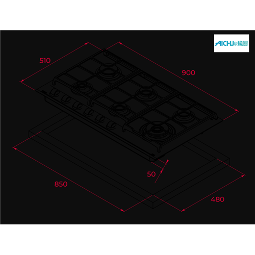 Gas di Glass Hob di 90cm