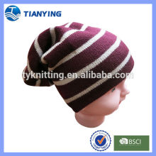 Mixed color 100% acrylic stripe tails knitted hat