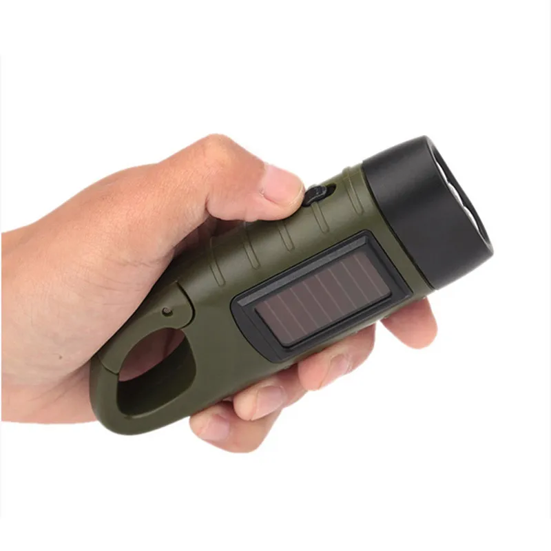 Hand Crank Solar Powered Flashlight Cheap Powerful Emergency Rechargeable Flashlight Crank-Powered Flashlight