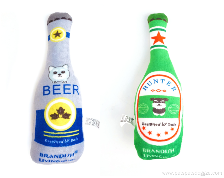 eco friendly beer bottle shape luxury squeaky plush