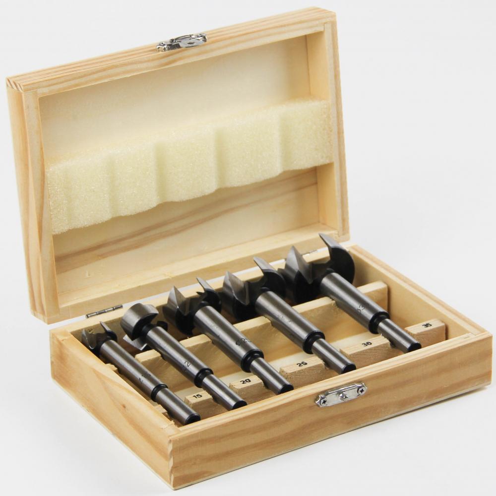 5pcs box wood box forstner bits set