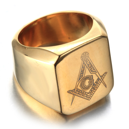 Stainless Steel Signet Pattern Ring For Man