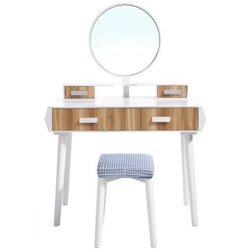 Bedroom Dresser Vanity Table Set with Round Mirror