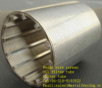 Wedge wire screen oil filter tube