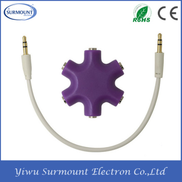 Promotion gift earphone music splitter 5 way audio earphone jack music splitter