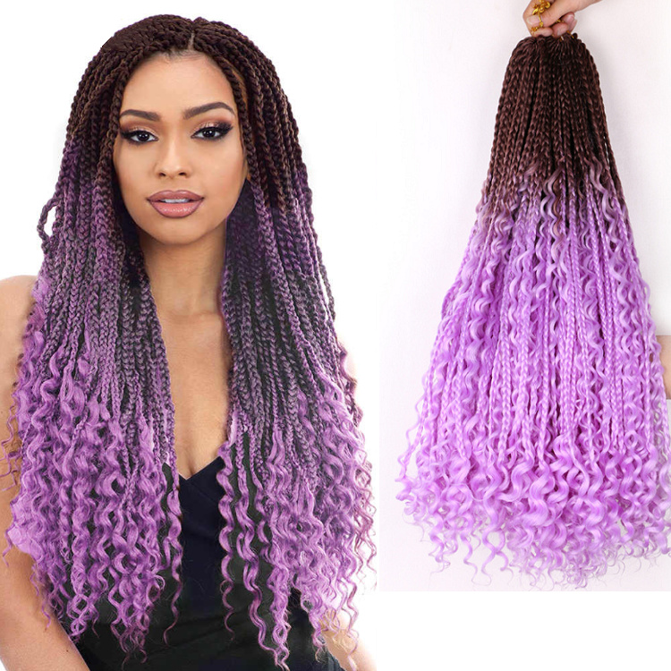 Ombre Box Braids Bohemian River Locs Crochet Messy Goddess Braids Curly