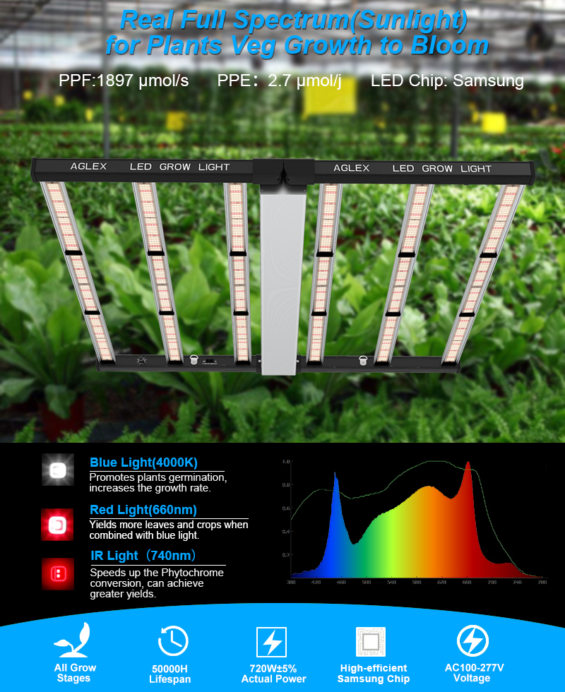 Spectrum Full Spectrum La più grande potenza a LED 720W LED CRESCI