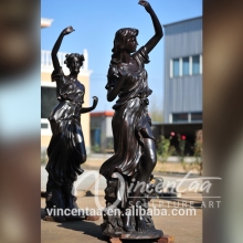 outdoor garden decorations Metal Crafts bronze lady sculpture lamps