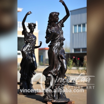 outdoor garden decorations Metal Crafts bronze lady sculpture lamps