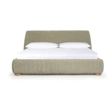 Modern Velvet Upholstered Bed with Wooden Feet - European Style Queen/King Size Storage Furniture