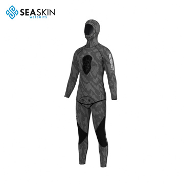 Seaskin Men 3MM Camouflage Two Piece Hoodie Neoprene Suits Snorkelling Freediving Camo Spearfishing Wetsuit