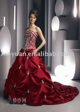 Newest A-line long train red wedding dress
