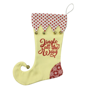 Christmas bright yellow stocking with Magic elf style