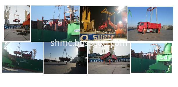 our trucks and machinery shipped on board