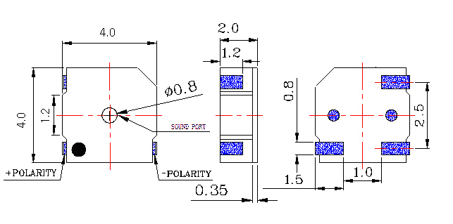 4x4x2mm SMD Magnetic Buzzer 3V 4000Hz