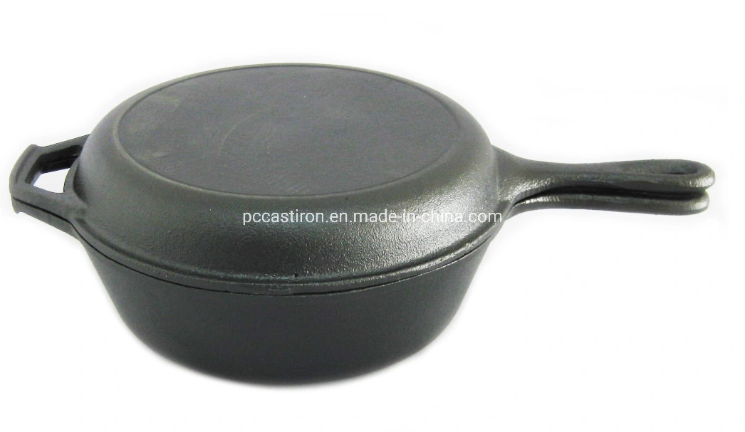 Enamel Cast Iron Double Use Milk Pot with Lid as Frypan