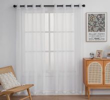 White Linen Polyester Sheer Curtains Voile Tulle for Home Living Room