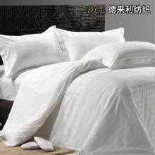 Elegant White Satin Stripe Bedding for Hotels