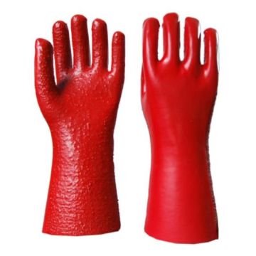 14inch Red PVC coated gloves terry toweling linning