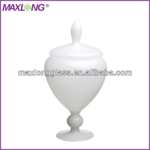 Hot Sale White Glass Storage Jar with colored jar lids
