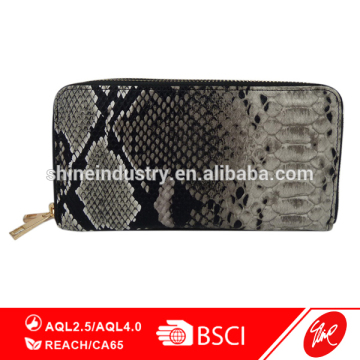 Fashion Ladies Snake Skin Zipper Around Wallet