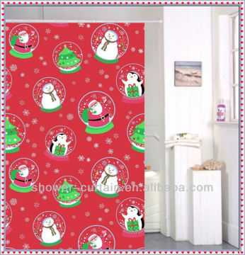 Christmas tree snowman santa bathroom shower curtain