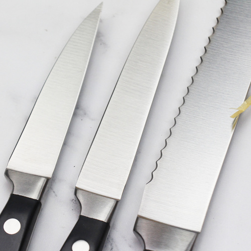 Quality stainless steel kitchen knife set with block