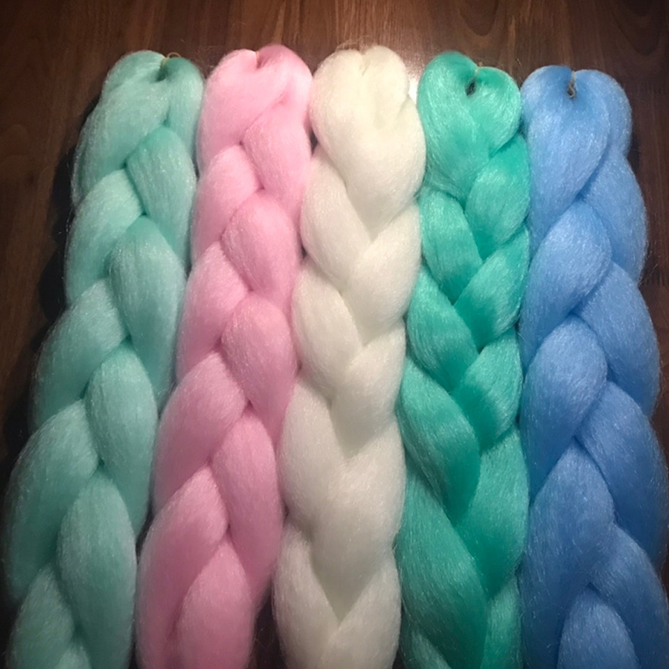 Cosplay Wholesale For Sale Long  Fluorescence Crochet Women Ladies Soft Styles Synthetic Cheap Ombre Colorful Braids For Hair