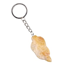 Yellow Jade Handmade Craved Leaf Pendant keychain Accessories
