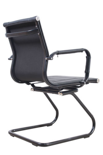 Black leather without wheels office chair