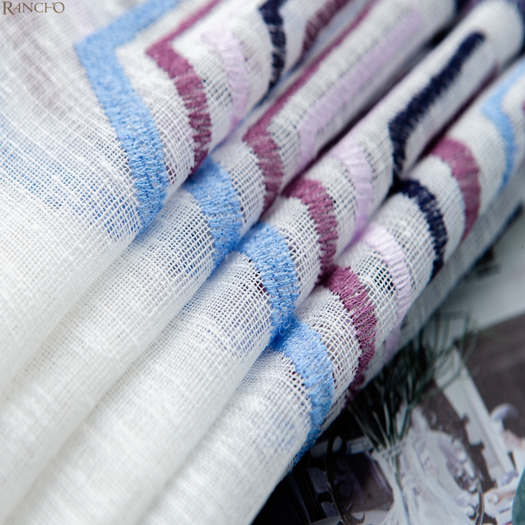 Wholesale fancy luxury embroidery sheer curtains ready made white sheer curtain for living room