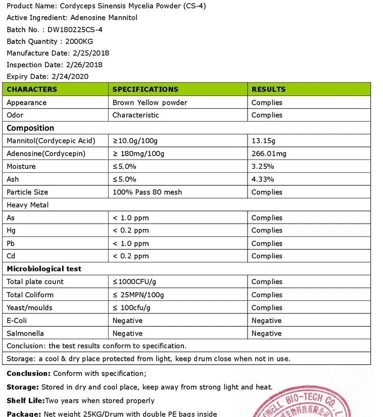 Cordyceps Sinensis Mycelia Extract