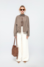 Women's Classic Beige Long-Sleeve Jacket