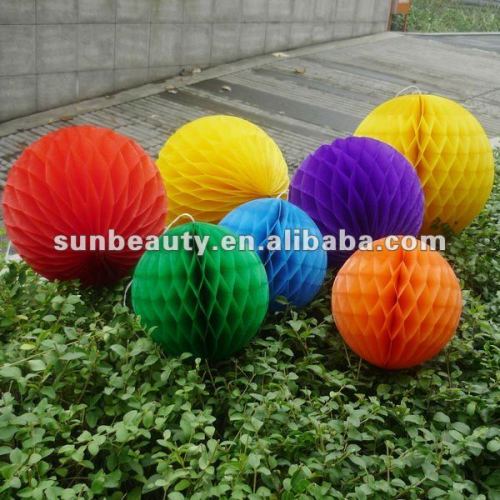 Fashion 3D Colorful Tissue Paper Honeycomb ball for festival Wedding Party Decoration cellular ball                        
                                                Quality Choice