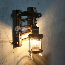 Simple classical edison bulb retro wood wall scone