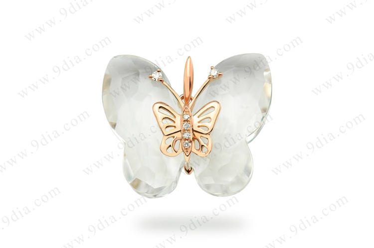 Hot sales cheap price butterfly diamond necklace prices gold necklace 18k