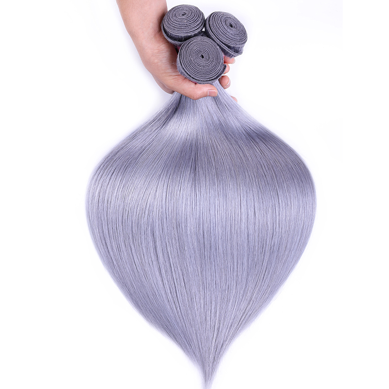 Human Hair Weaving Bundles Remy Hair Brazilian Hair Silky Straight Wave Machine Grey New Arrival Ombre Color 1b 8A Grade