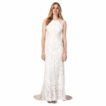 Pretty Appliqued Sweep Train Body Shape Maxi Scoop Neck Wedding Dress 2017