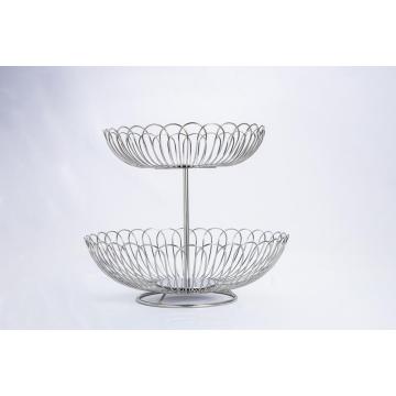 2-Tier folding fruit storage basket metal