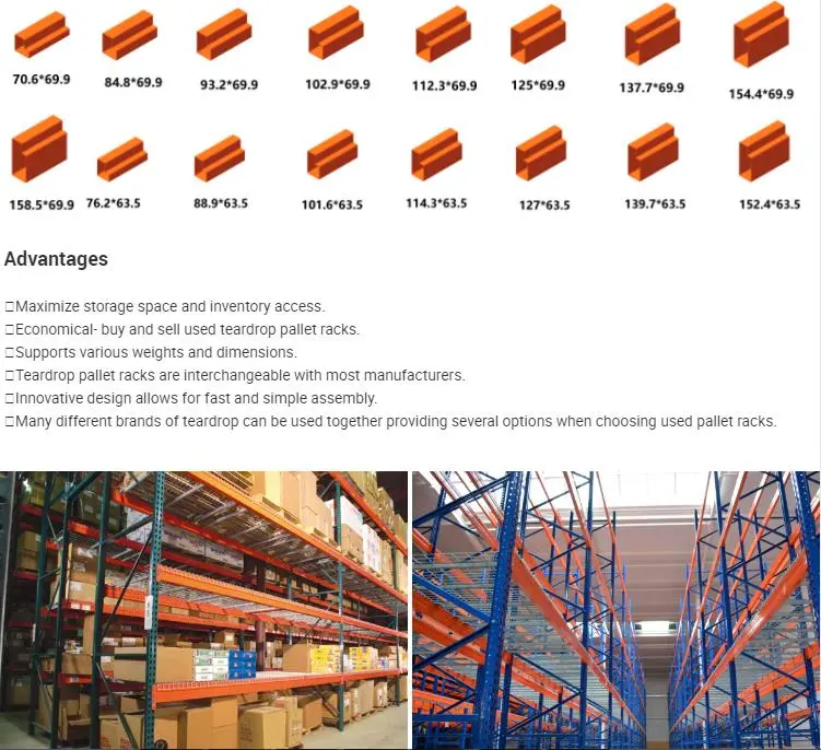 Metalic Rack Pallet Shelves Teardrop Pallet Racking for Sale