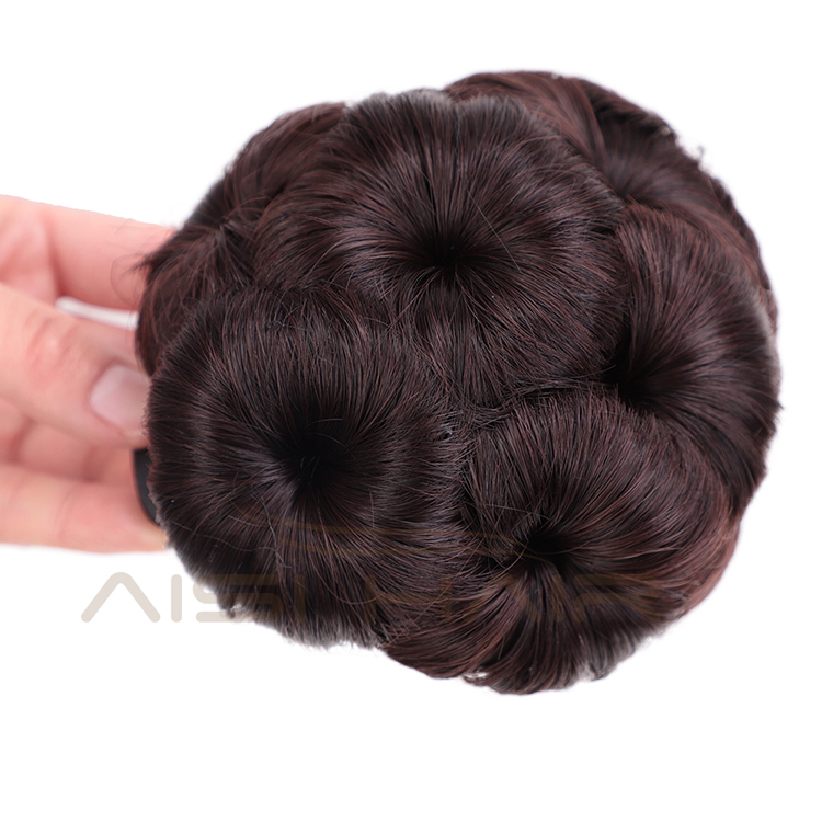 Aisi Hair Brown Nine Flowers Heat Resistant Synthetic Fiber Chignon Plastic Comb Hair Extension Curly Clip In Hair Bun For Women