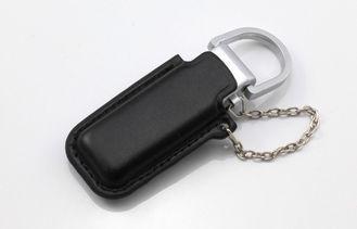 Black Pny Leather USB Flash Drive 128GB Embossed With Keyri