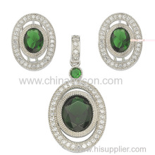 Emerald Tone Cz Jewelry Set?