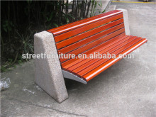 Cement stone outdoor public bench wooden commercial bench