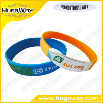 Printing Debossing Silicone Bracelet with Metal Clasp